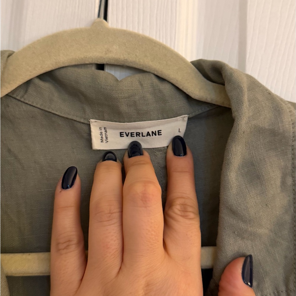 Everlane Olive Green Shirt Dress - Picture 4 of 6